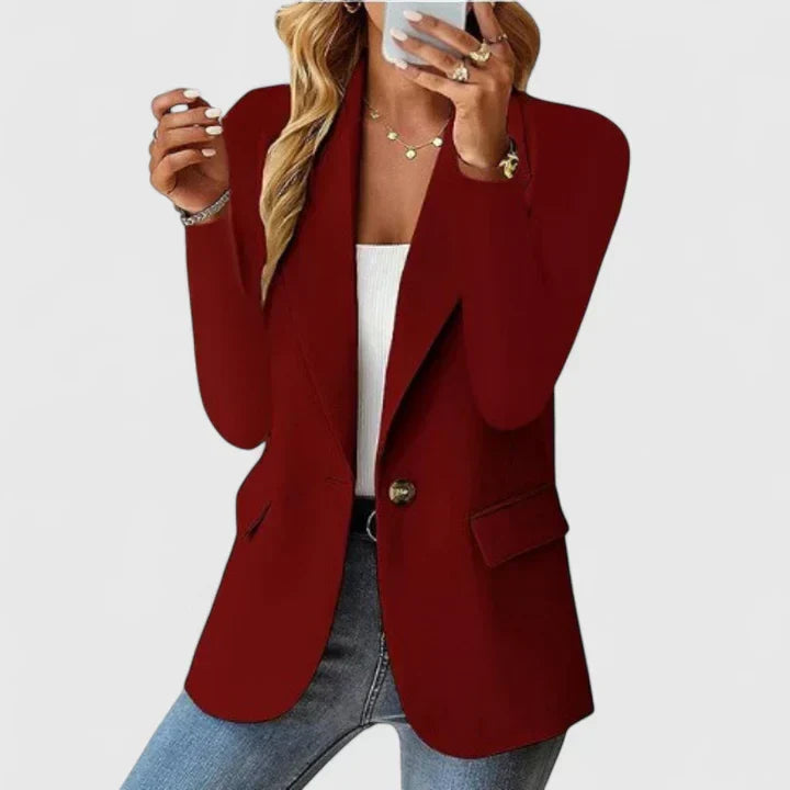 Dames Tailored Blazer in wijnrood, Klassieke Snit