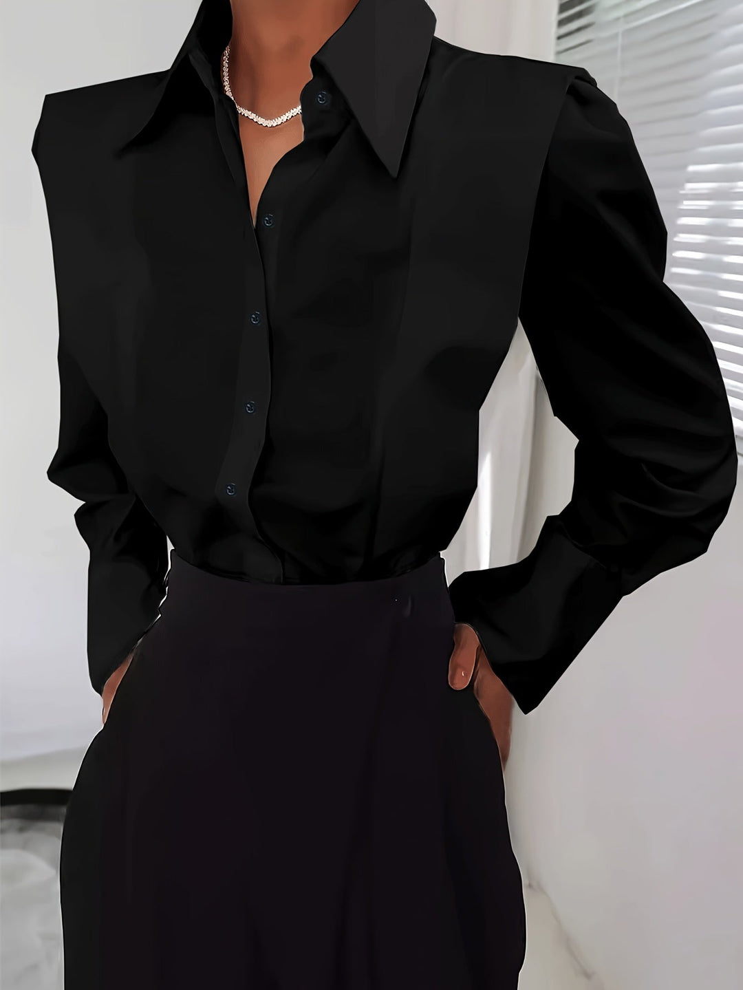 Dames Tailored Button-Up Shirt - Klassieke Blouse