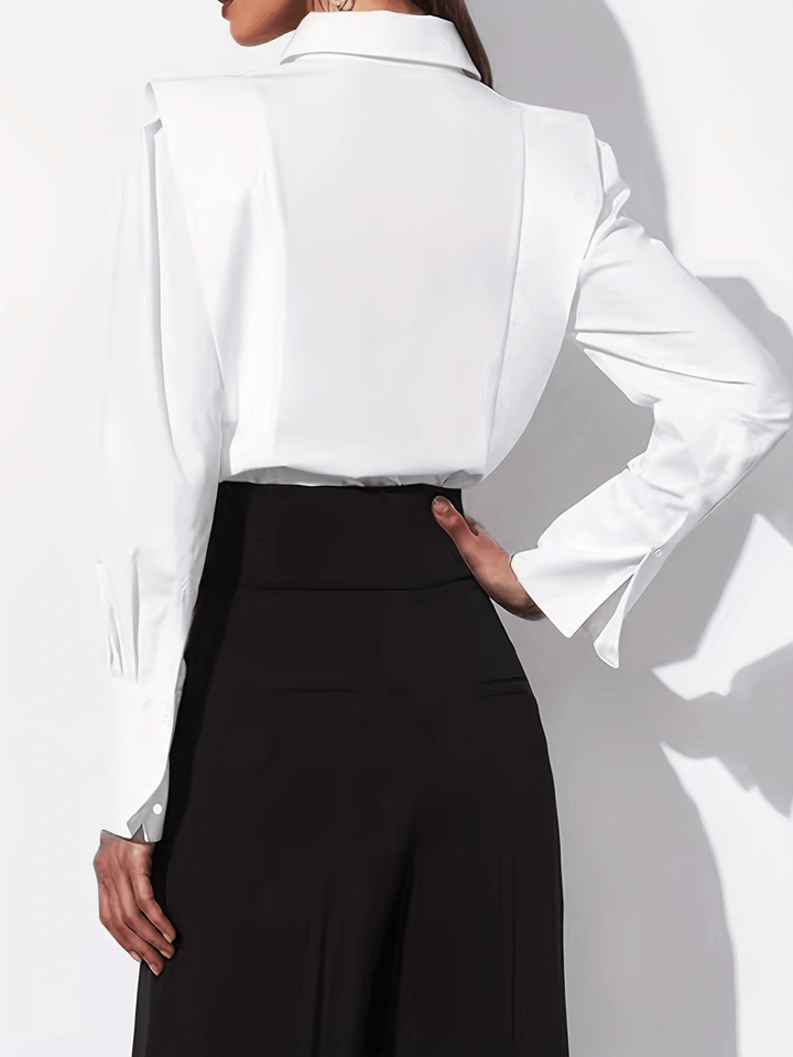 Dames Tailored Button-Up Shirt - Klassieke Blouse