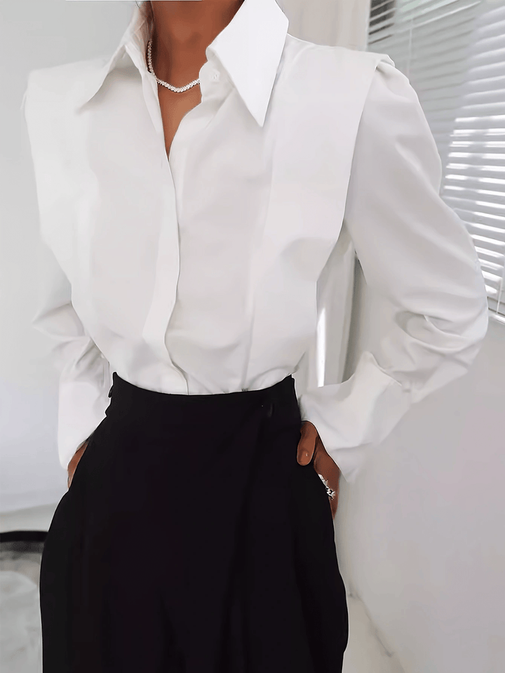 Dames Tailored Button-Up Shirt in wit, Klassieke Blouse