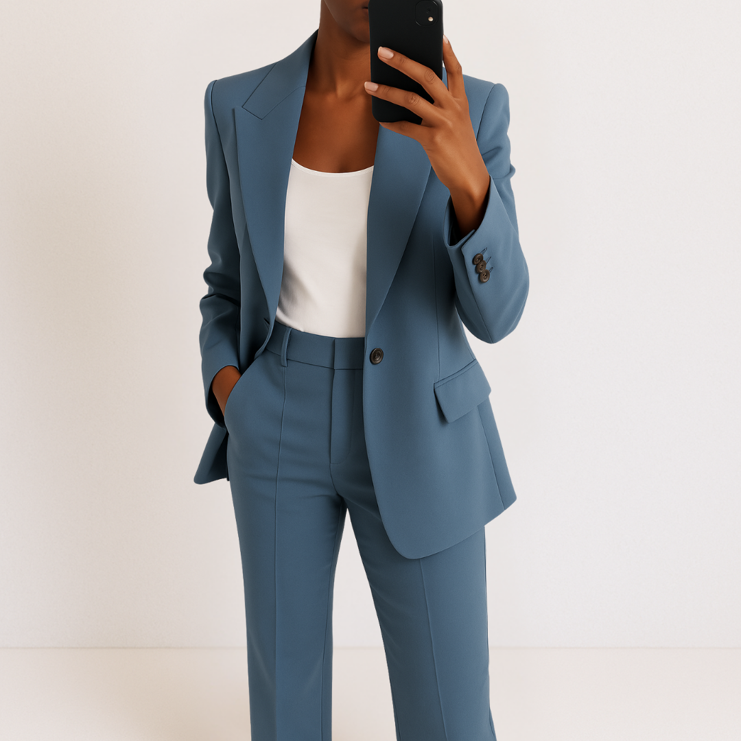 Dames Tweedelig Pak Set - Elegant Comfort - Blauw