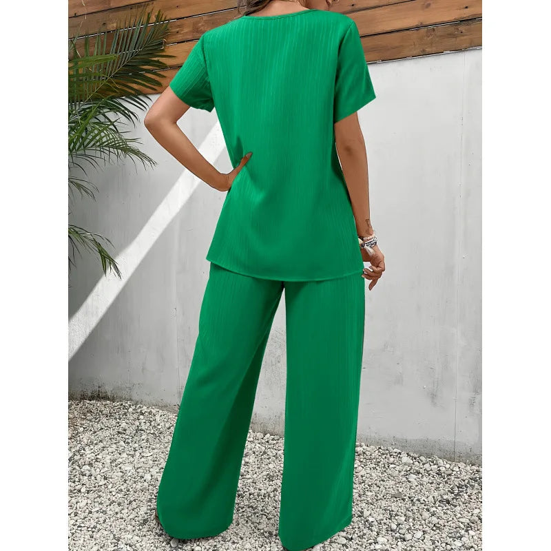 Dames Tweedelig Set Blouse Broek - Elegante Werkoutfit