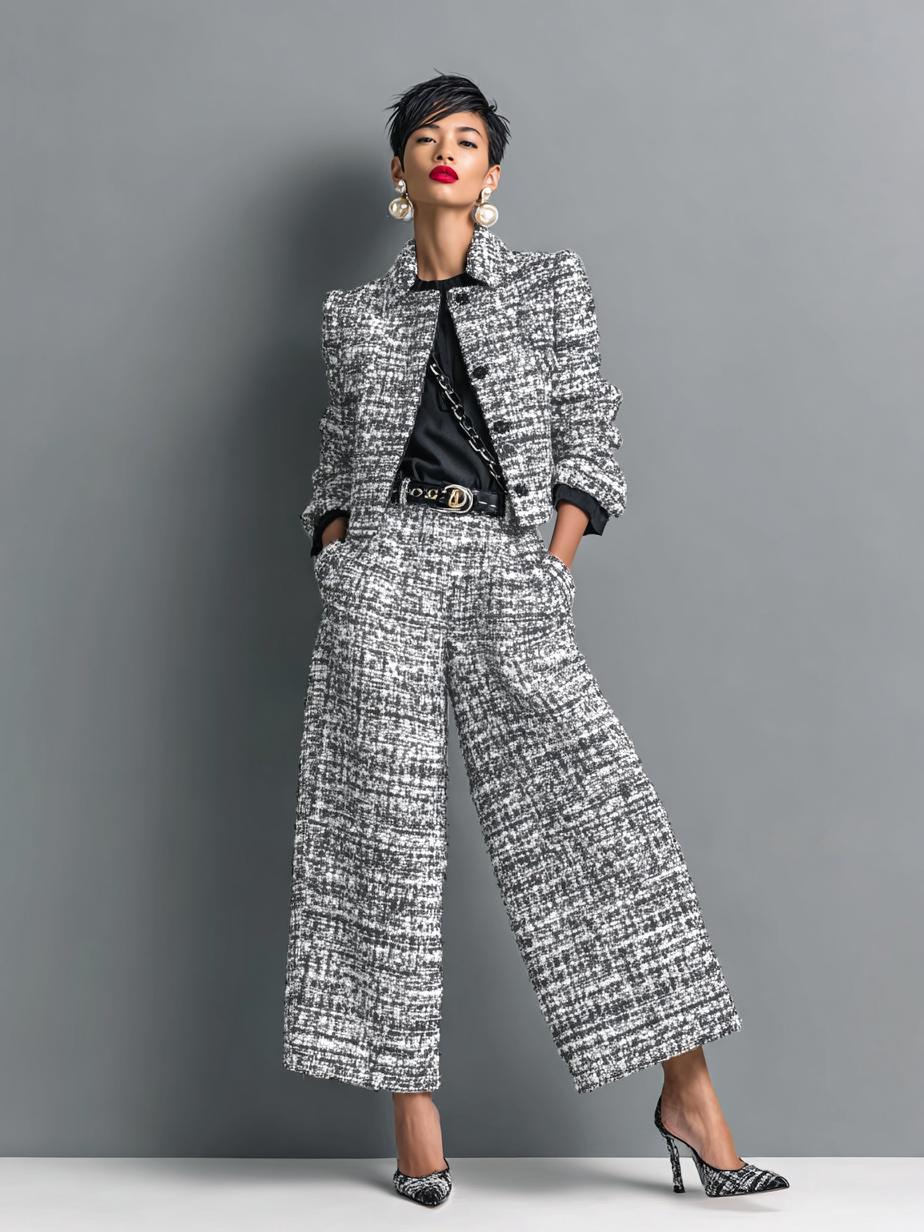 Dames Tweedelig Set - Elegante Ensemble - Grijs