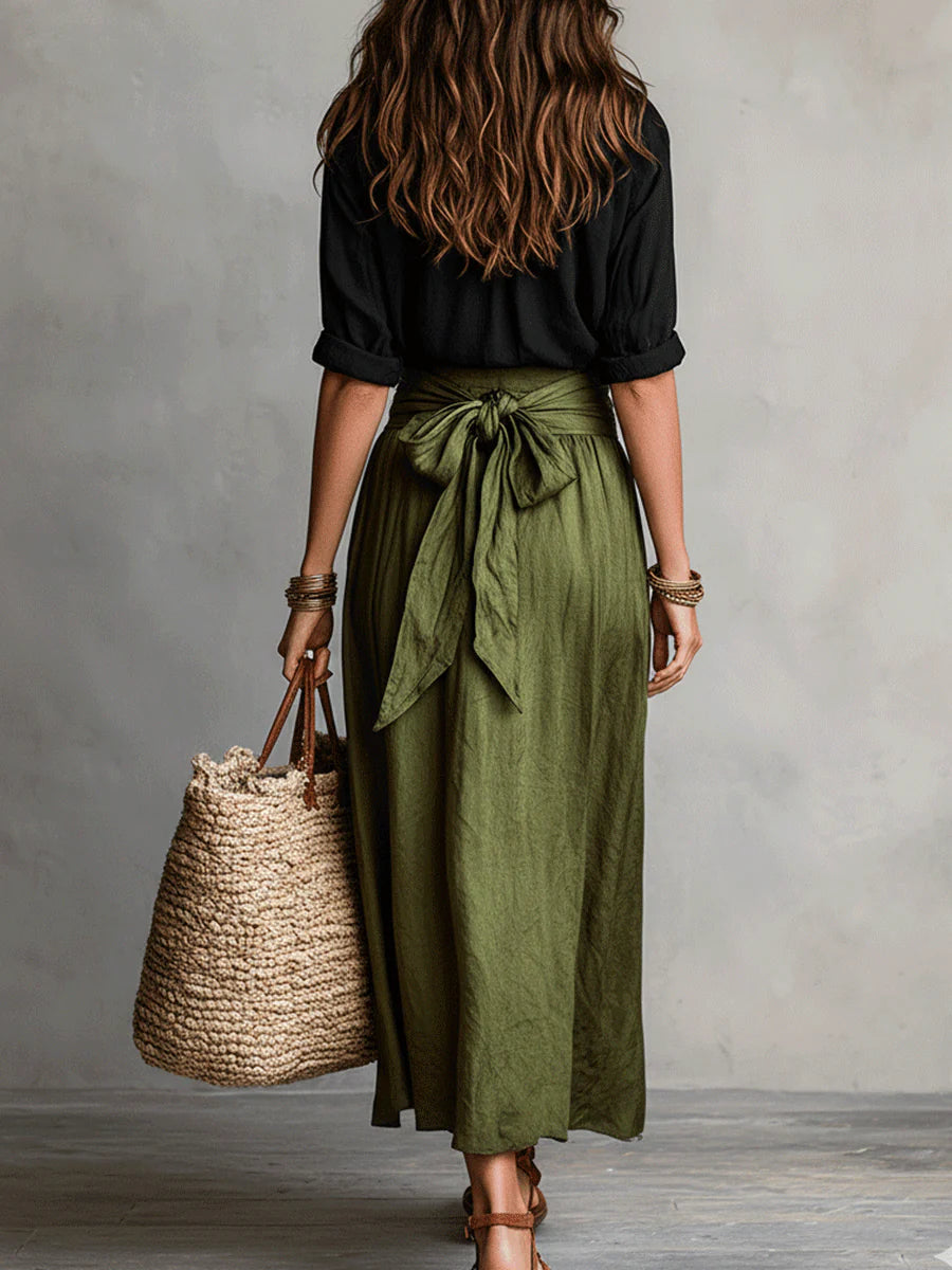 Dames Tweedelig Set Shirt Midi Rok - Ontspannen Elegantie