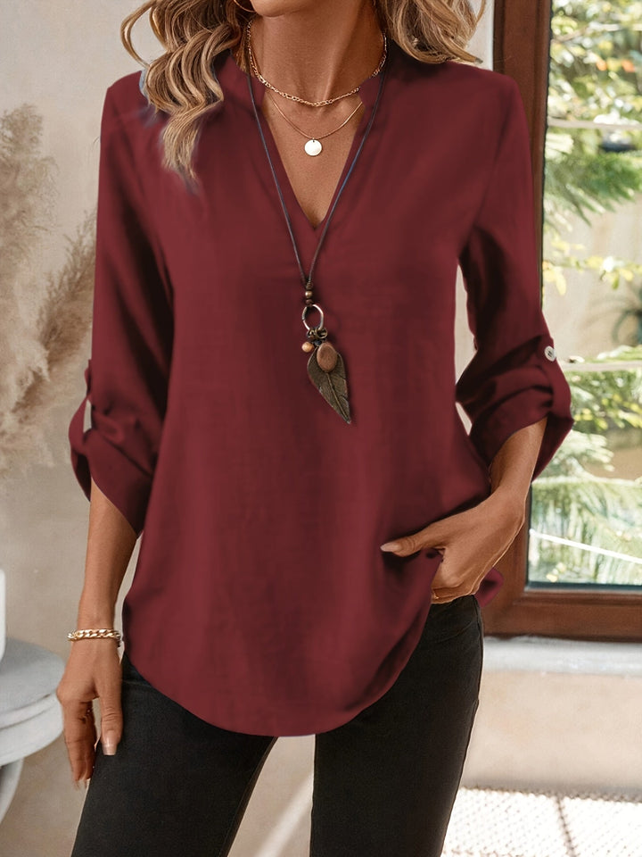 Dames V-hals blouse - Verfijnde elegantie