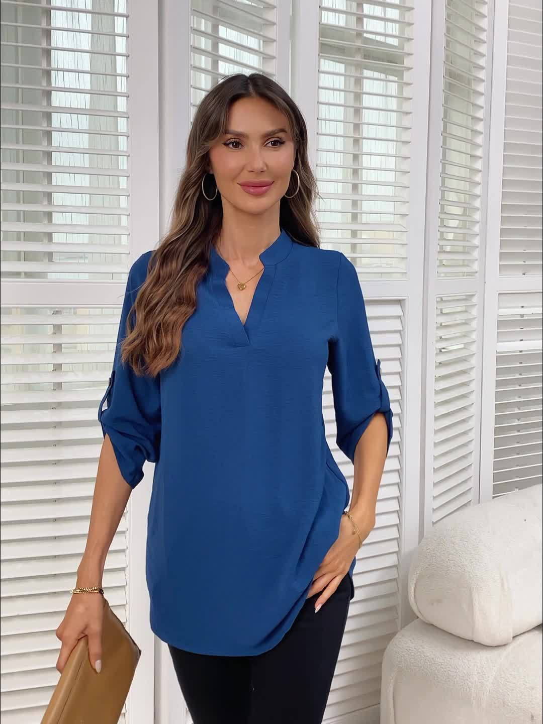 Dames V-hals blouse - Verfijnde elegantie