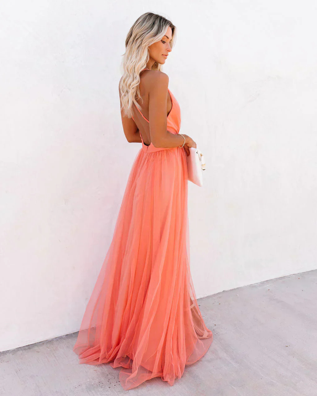 Dames V-hals maxi jurk - Elegant feestoutfit