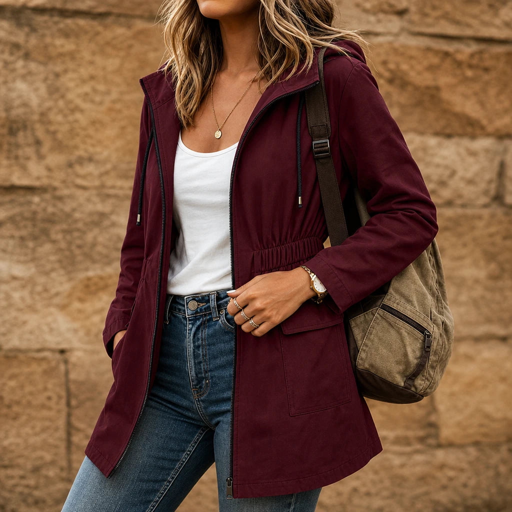Dames Verstelbare Taille Hooded Parka - Klassieke Snit