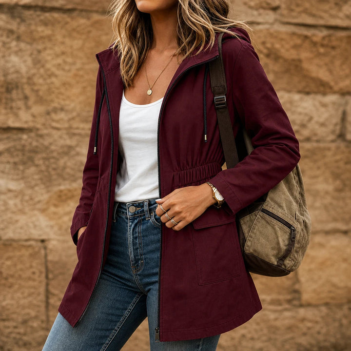 Dames Verstelbare Taille Hooded Parka - Klassieke Snit