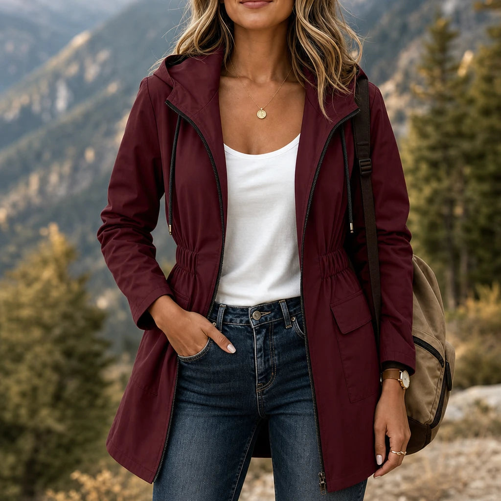 Dames Verstelbare Taille Hooded Parka - Klassieke Snit