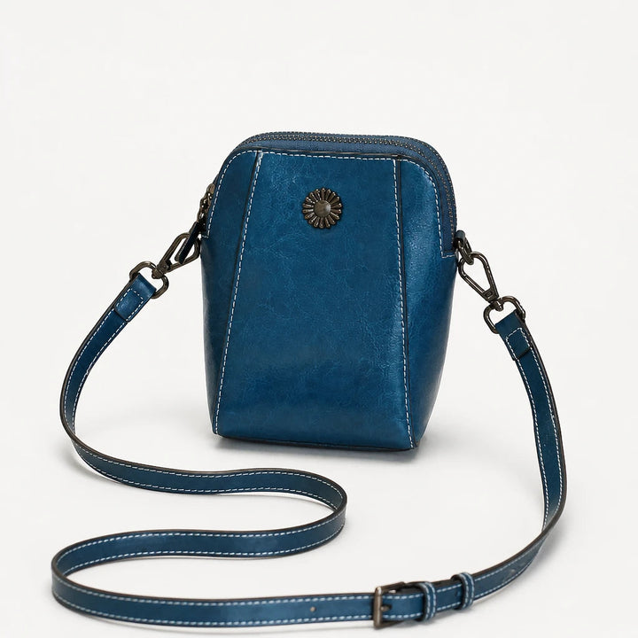 Dames Vintage Mini Crossbody Tas in blauw, Compact en Elegant