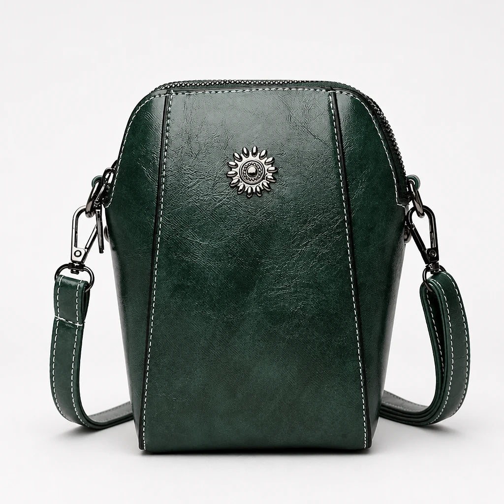 Dames Vintage Mini Crossbody Tas in groen, Compact en Elegant