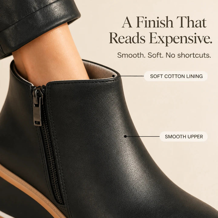 Dames Wedge Enkellaarzen met Ritssluiting - Zwart