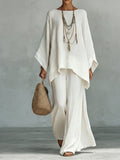 Dames Wijde Mouwen en Broek Set - Elegant - Wit