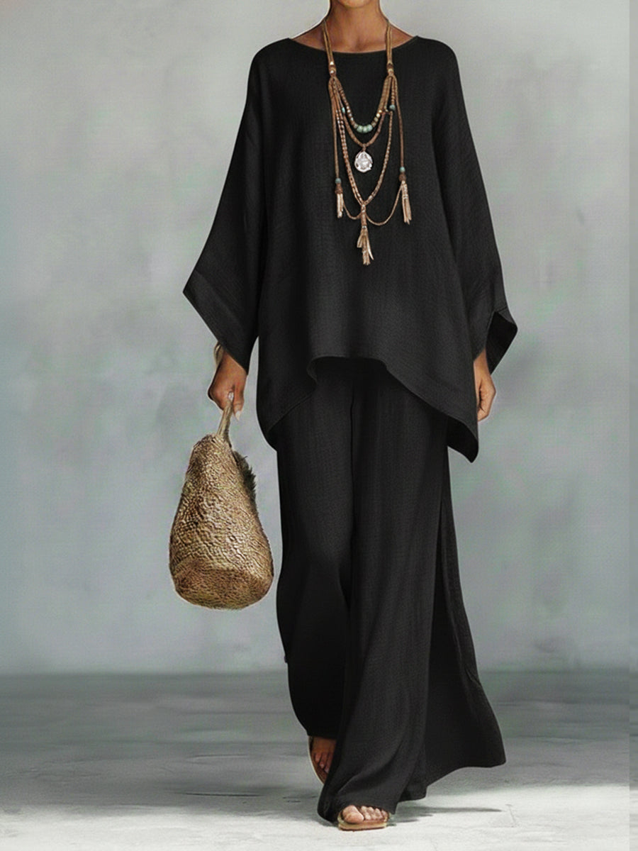 Dames Wijde Mouwen en Broek Set - Elegant - Zwart