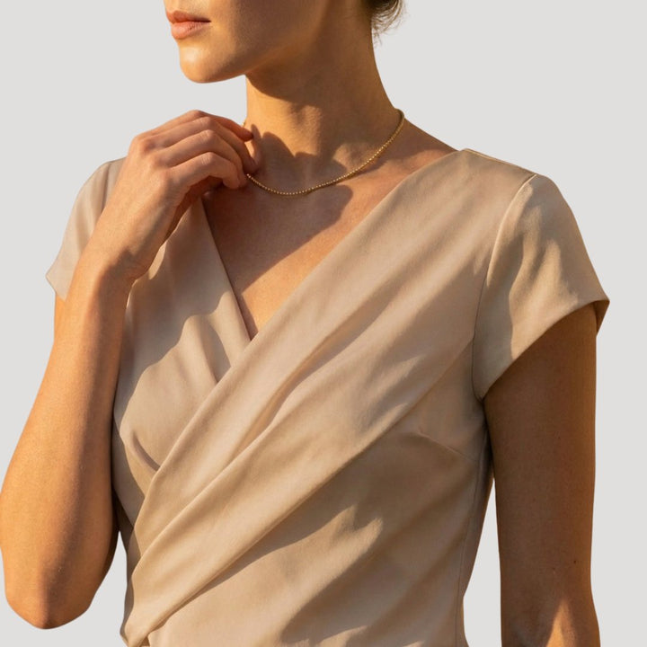 Dames Wikkelblouse met Drapering - Elegante V-hals