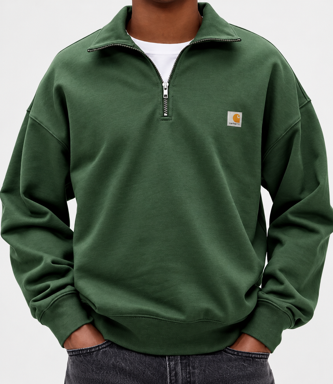 Heren Sweater met Kwartrits – Oversized Pasvorm met Opstaande Kraag