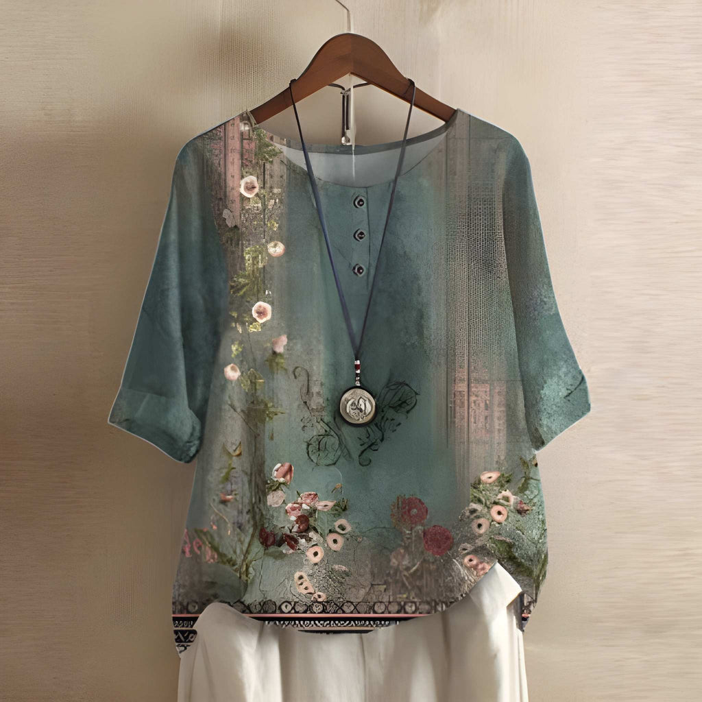 Dames Blouse | Vintage Bloemenprint | Losse Pasvorm | Zomer