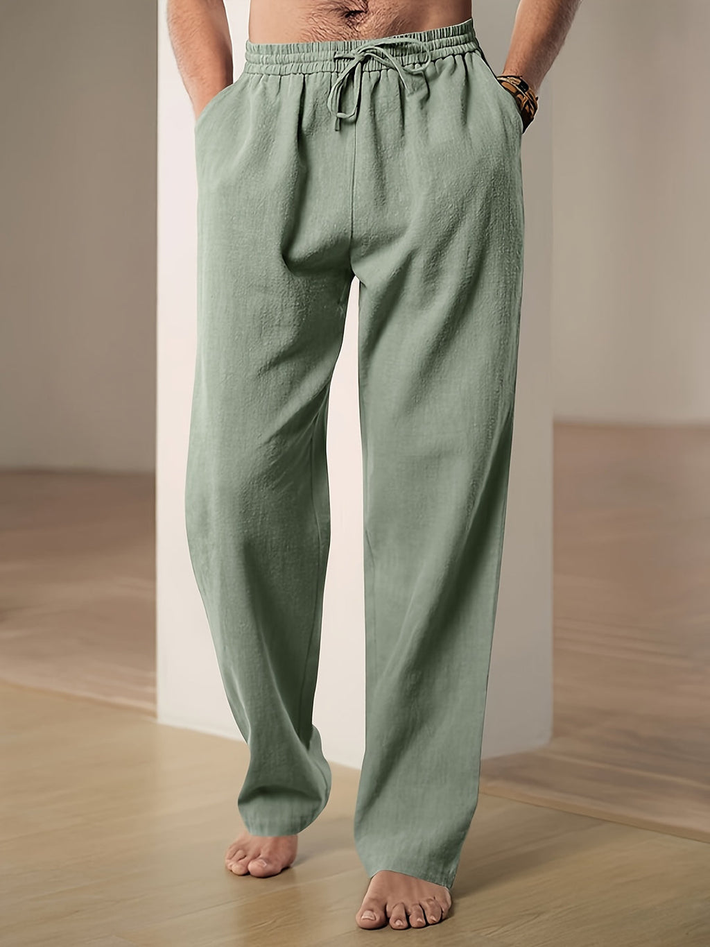 Heren Broek | Wijde Pijpen | Elastische Taille | Zomer