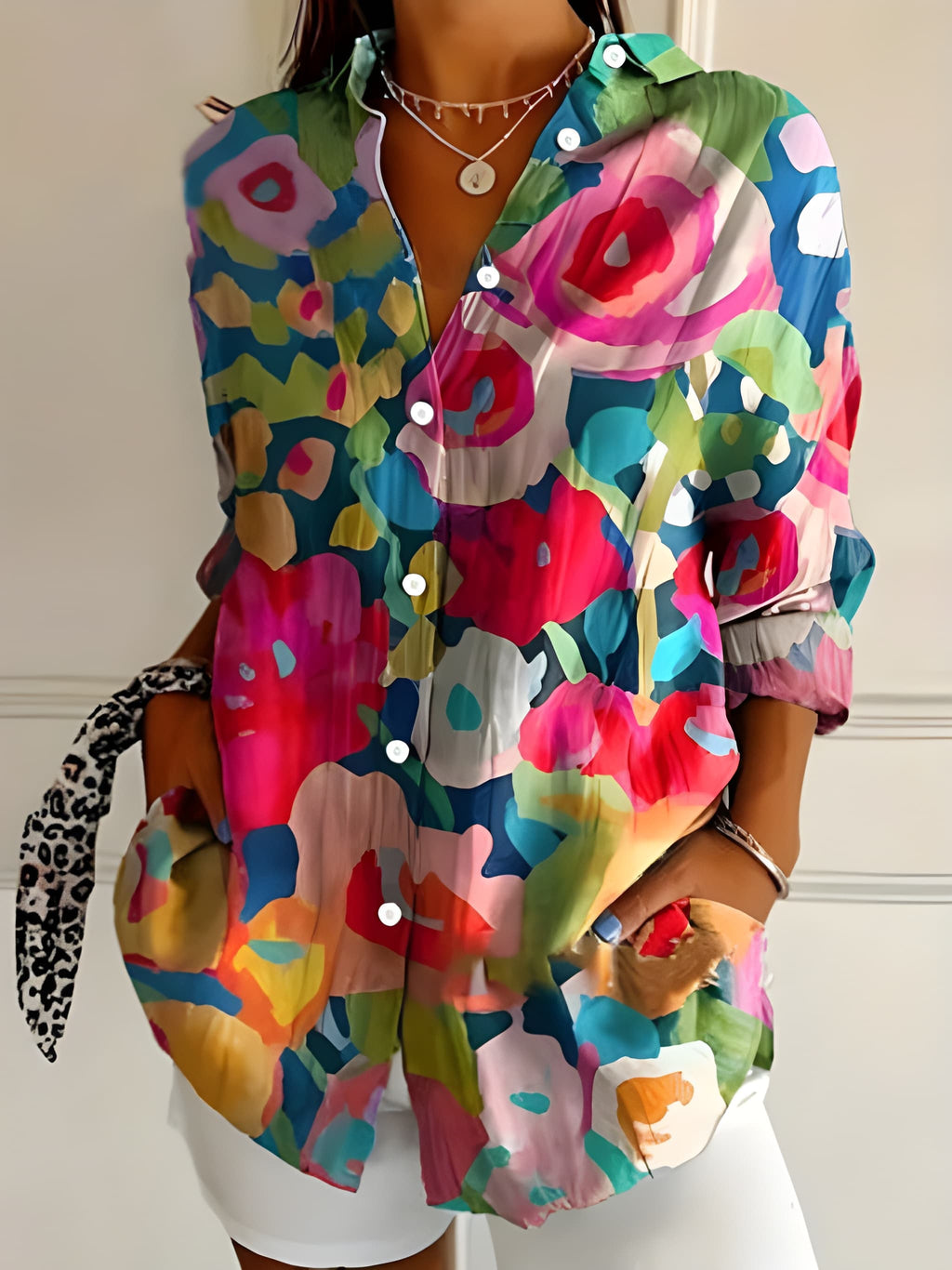 Dames Blouse | Kleurrijke Bloemenprint | Bohemian Stijl | Zomer
