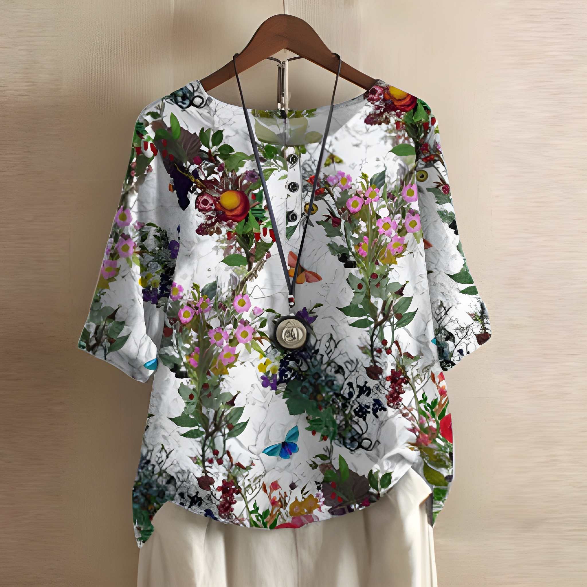 Dames Blouse | Vintage Bloemenprint | Losse Pasvorm | Zomer