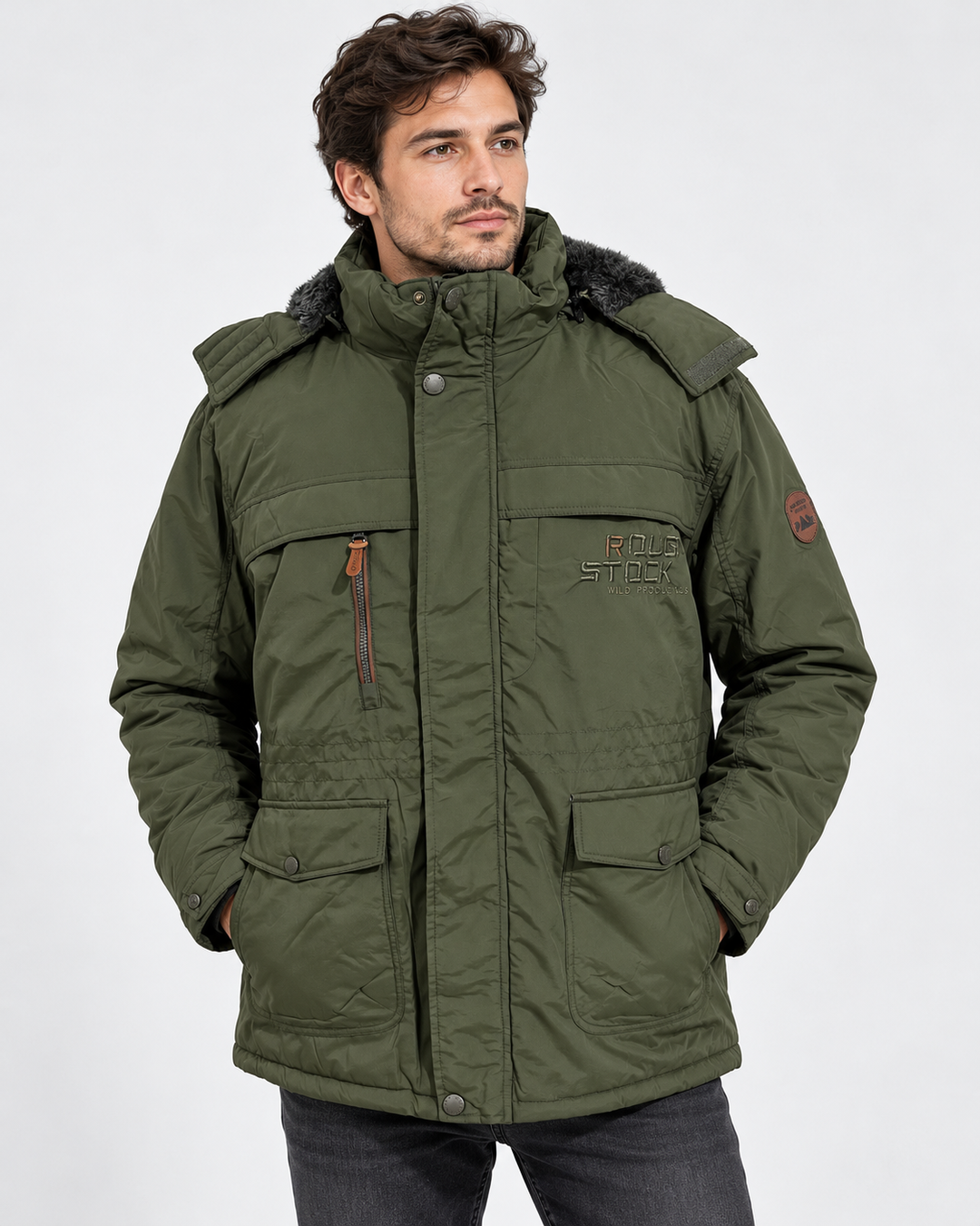 Heren Winterjas Leger Look - Warm & Stoer