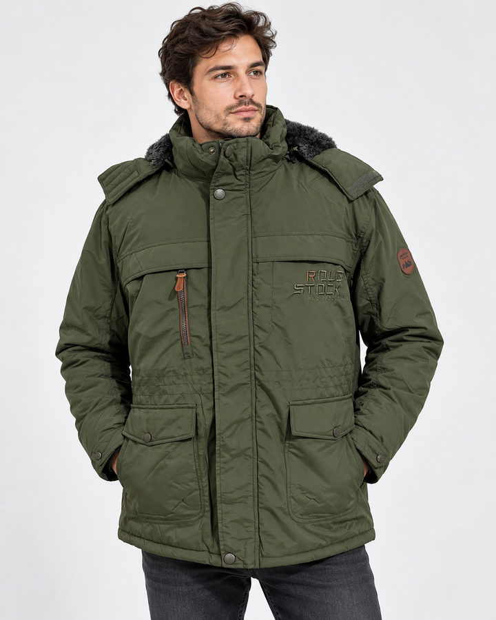 Heren Winterjas Leger Look - Warm & Stoer