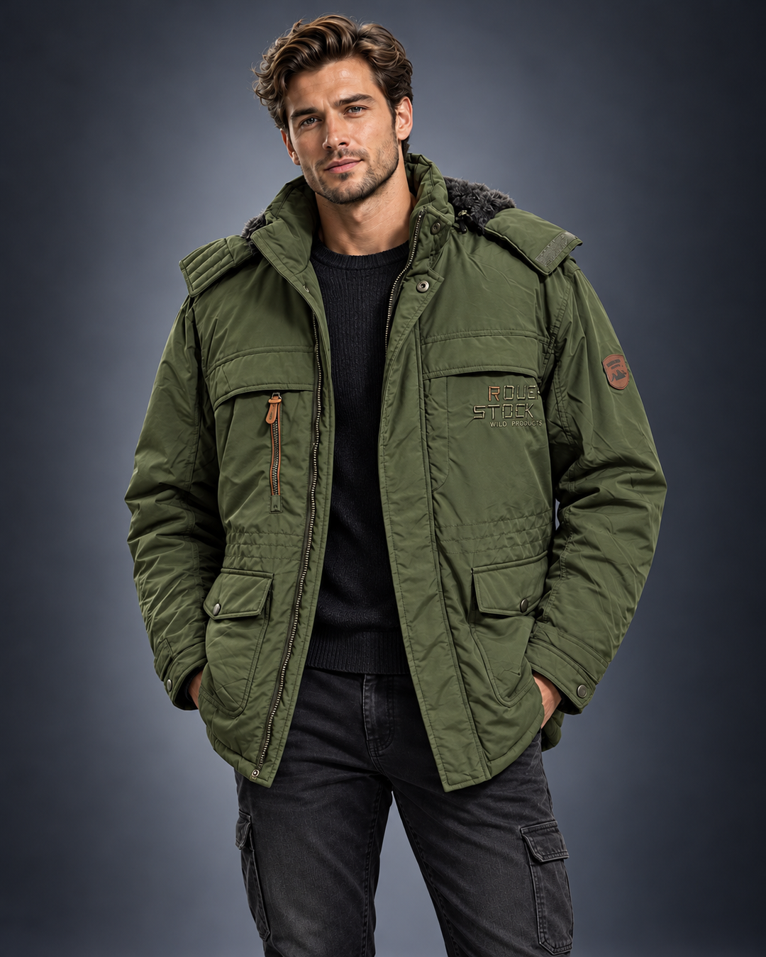 Heren Winterjas Leger Look - Warm & Stoer
