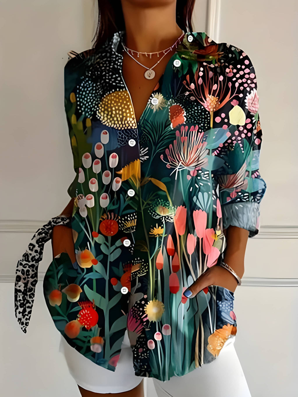 Dames Blouse | Kleurrijke Bloemenprint | Bohemian Stijl | Zomer