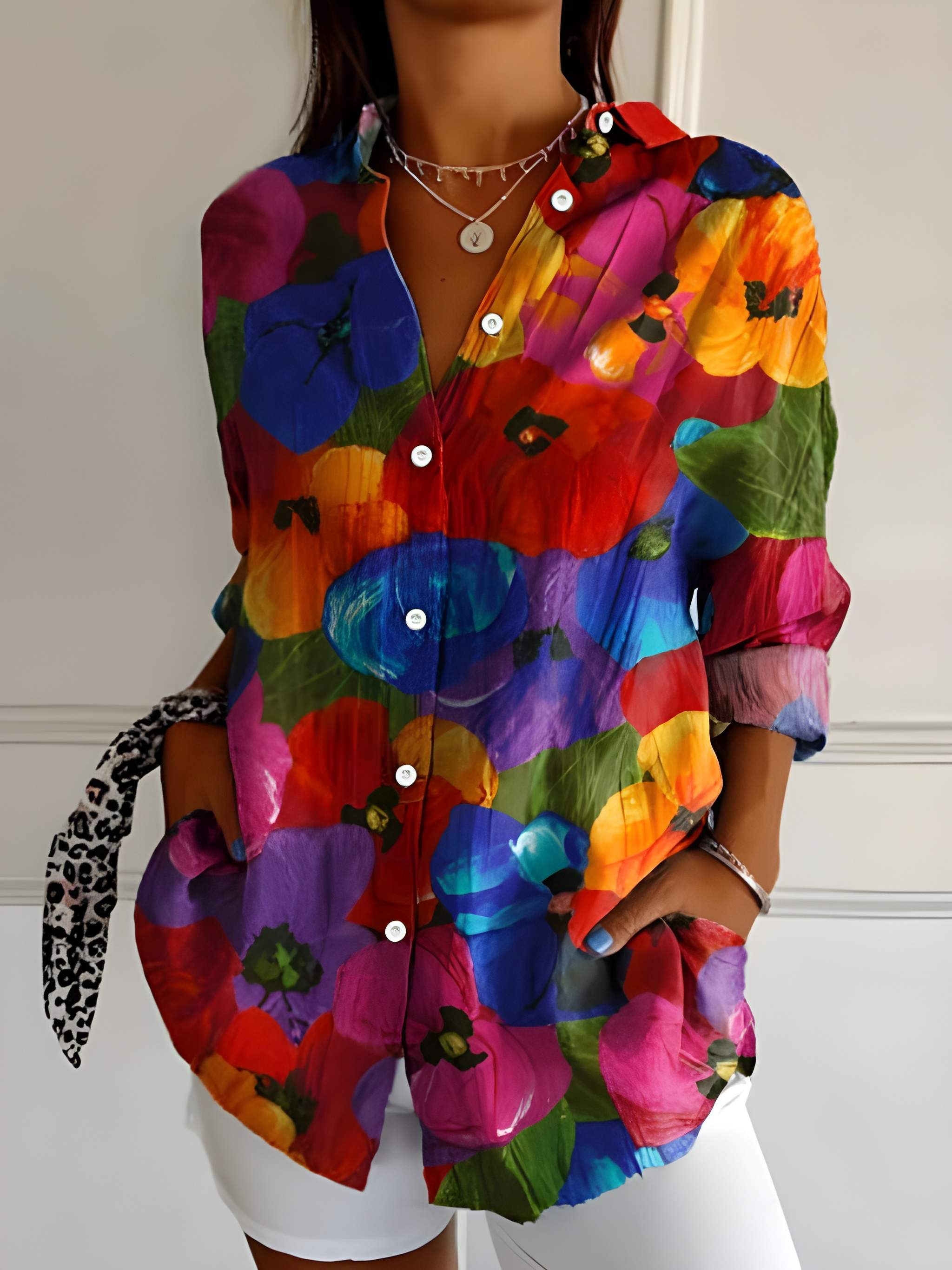 Dames Blouse | Kleurrijke Bloemenprint | Bohemian Stijl | Zomer