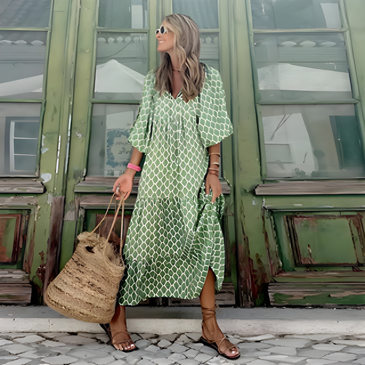 Dames Jurk | V-Hals | Geometrische Print | Zomer