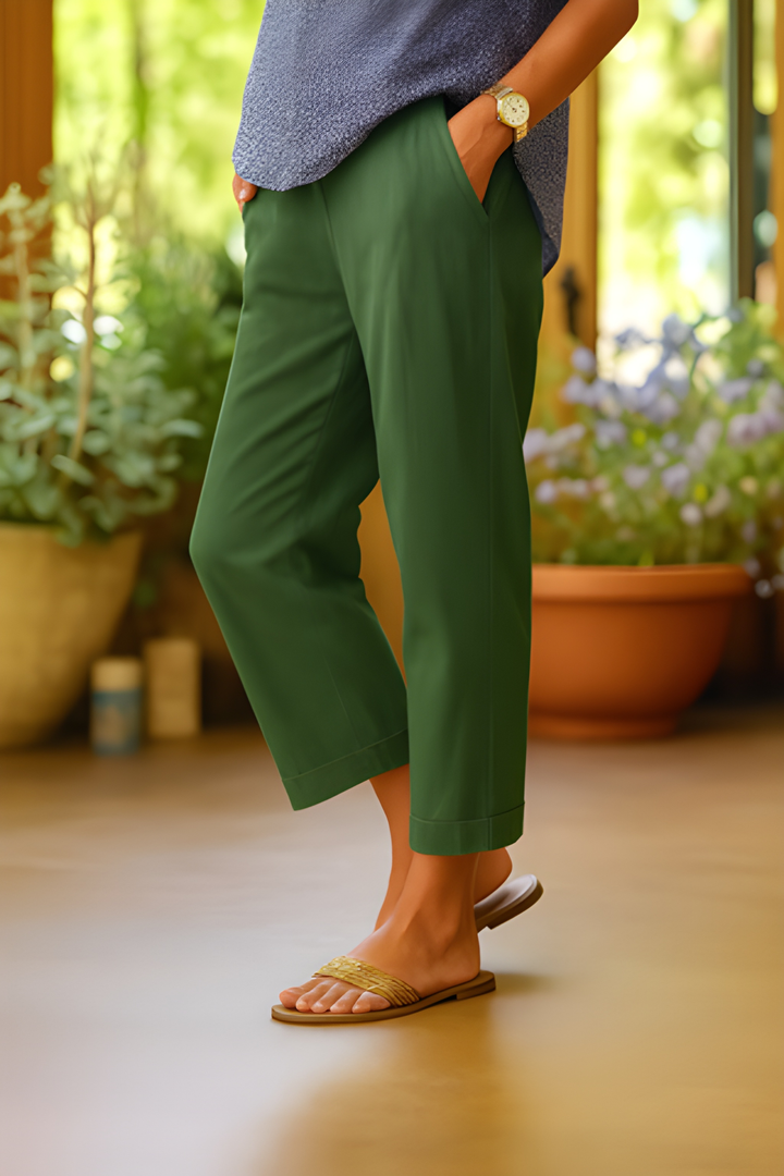 Dames Broek | Rechte Pijpen | Elastische Taille | Zomer