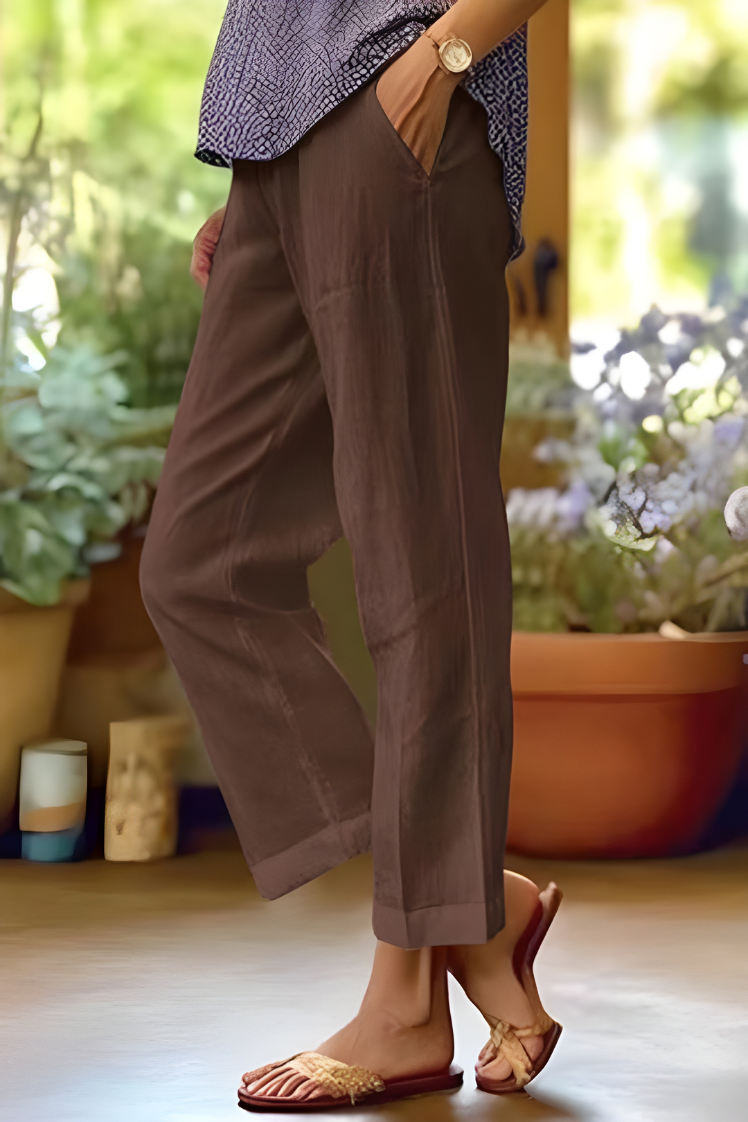 Dames Broek | Rechte Pijpen | Elastische Taille | Zomer