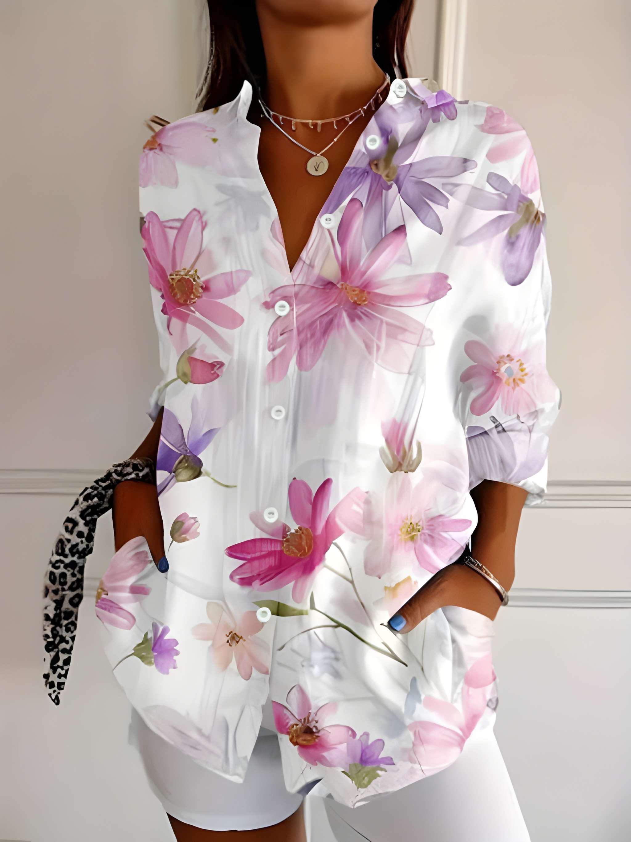 Dames Blouse | Kleurrijke Bloemenprint | Bohemian Stijl | Zomer