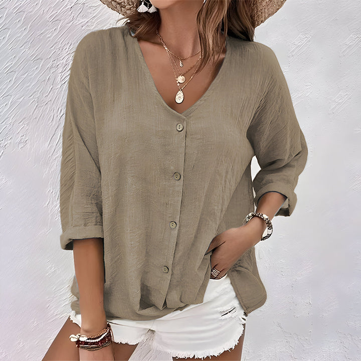 Dames Blouse | Knoopsluiting | V-hals | Zomer