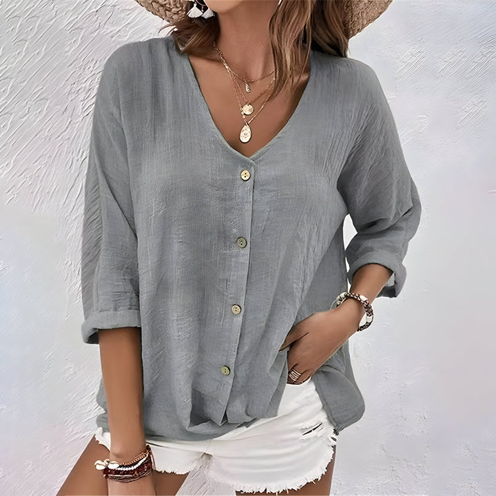 Dames Blouse | Knoopsluiting | V-hals | Zomer