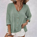 Dames Blouse | Knoopsluiting | V-hals | Zomer