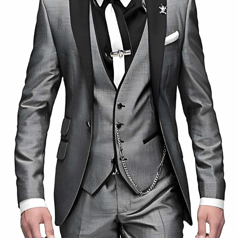Heren 3-delige pak - Slim fit formeel - Grijs