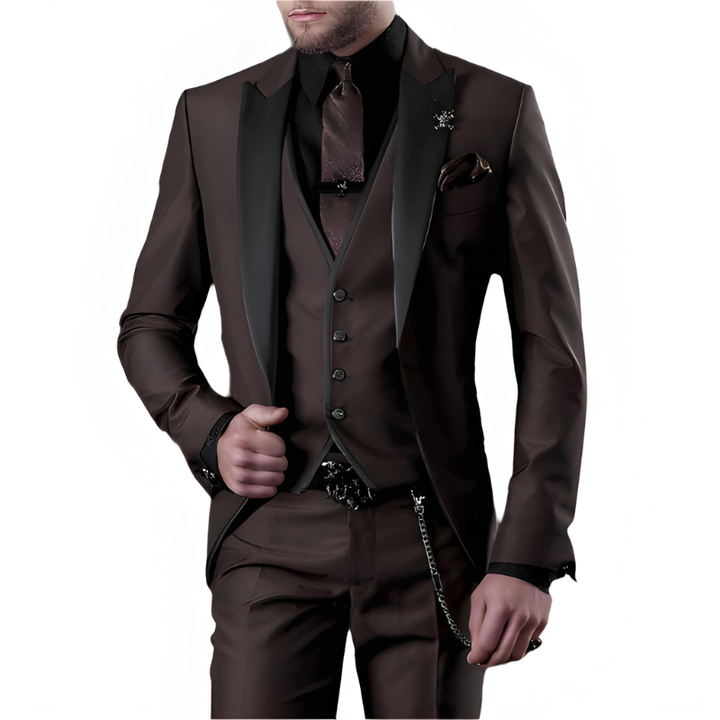 Heren 3-delige pak - Slim fit formeel - Koffie