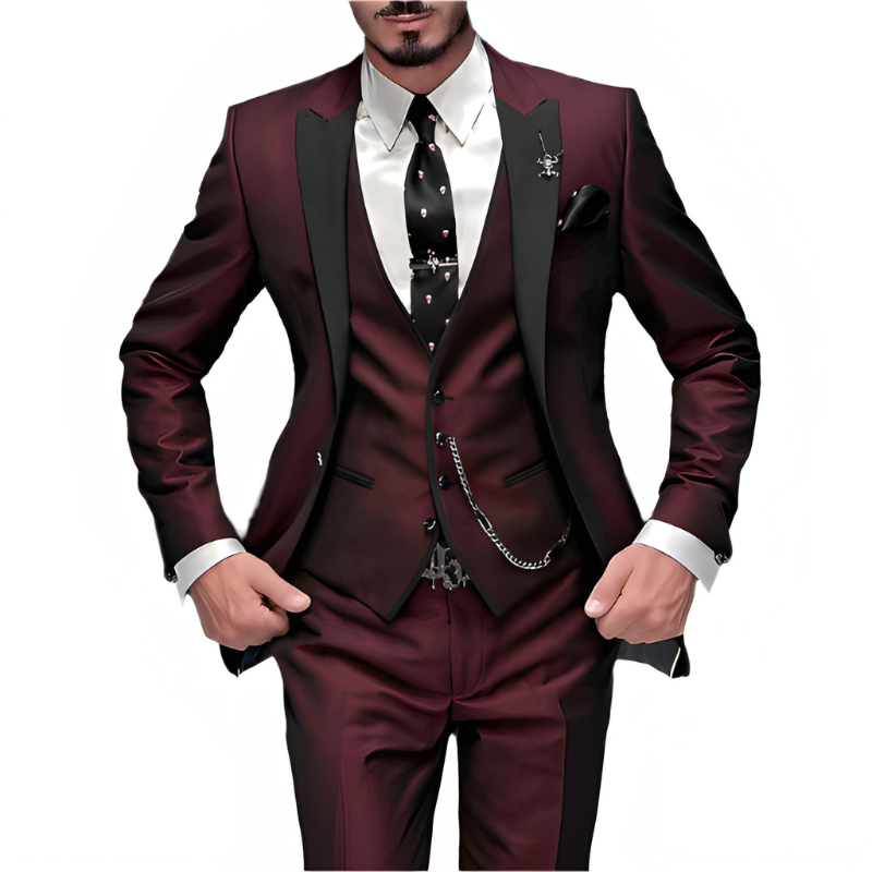 Heren 3-delige pak - Slim fit formeel - Rood
