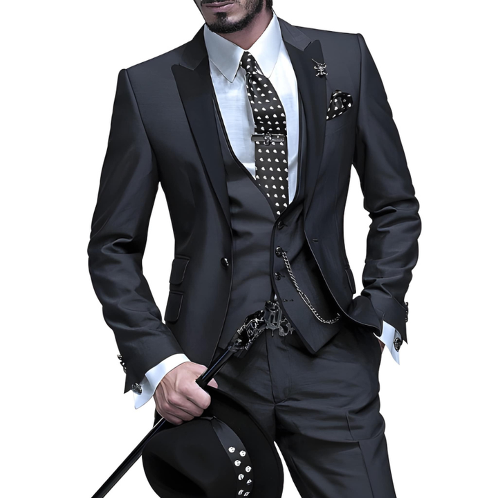 Heren 3-delige pak - Slim fit formeel - Zwart