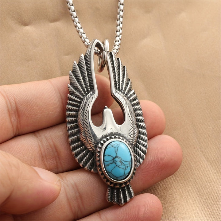 Heren Adelaar Ketting met Turkoois - Vintage Punk Look - Adelaar Turkoois