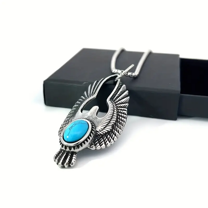 Heren Adelaar Ketting met Turkoois - Vintage Punk Look