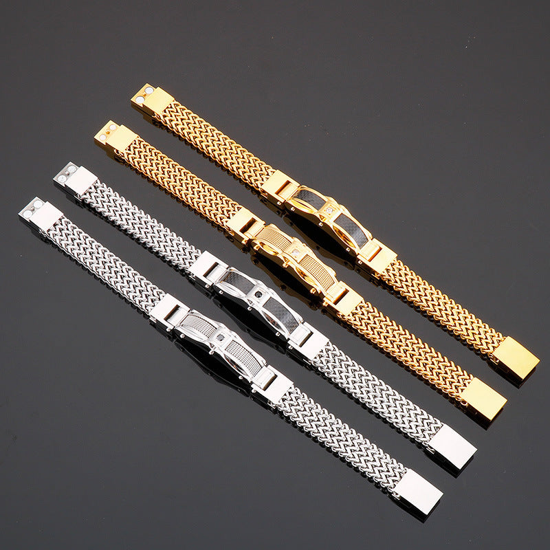 Heren Armband Vierkant Titanium - Magnetische Sluiting