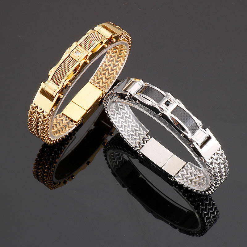 Heren Armband Vierkant Titanium - Magnetische Sluiting