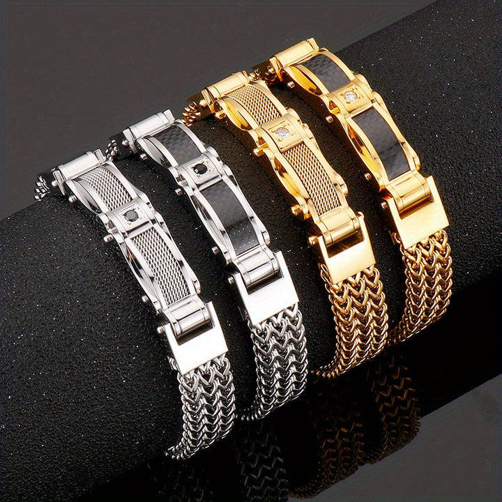 Heren Armband Vierkant Titanium - Magnetische Sluiting