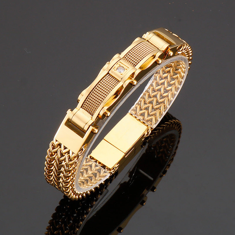Heren Armband Vierkant Titanium - Magnetische Sluiting