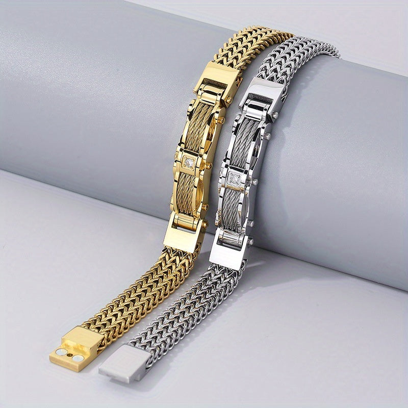 Heren Armband Vierkant Titanium - Magnetische Sluiting