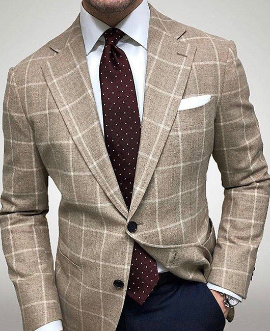 Heren Blazer Jasje met Hondenprint - Klassiek Design - Beige 2