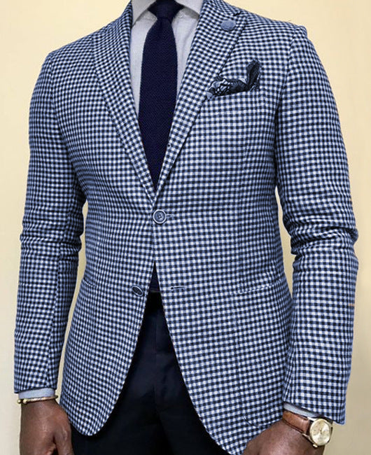 Heren Blazer Jasje met Hondenprint - Klassiek Design - Blauw